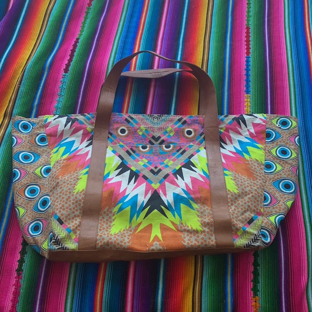 Vintage Mara Hofmann Weekender Neon Evil Eye Print Beach Bag